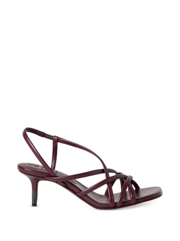 Brunello Cucinelli Calfskin City Heels with Precious Details in Red