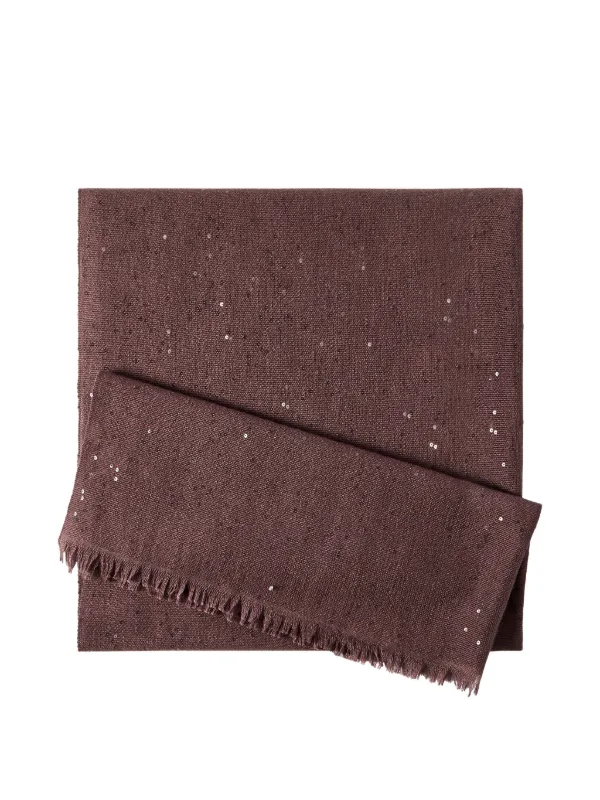 Brunello Cucinelli Cashmere and Silk Diamond Yarn Scarf in Brown