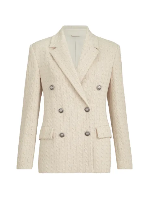 Brunello Cucinelli sparkling cotton and viscose english-rib-knit blazer with monili