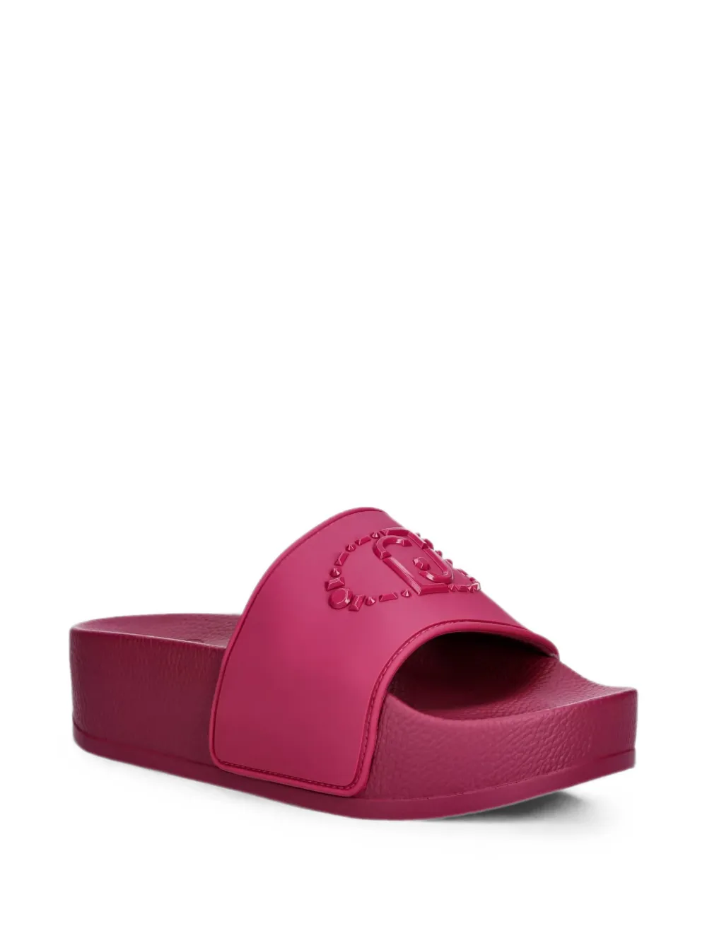 LIU JO embossed-logo platform slides Roze