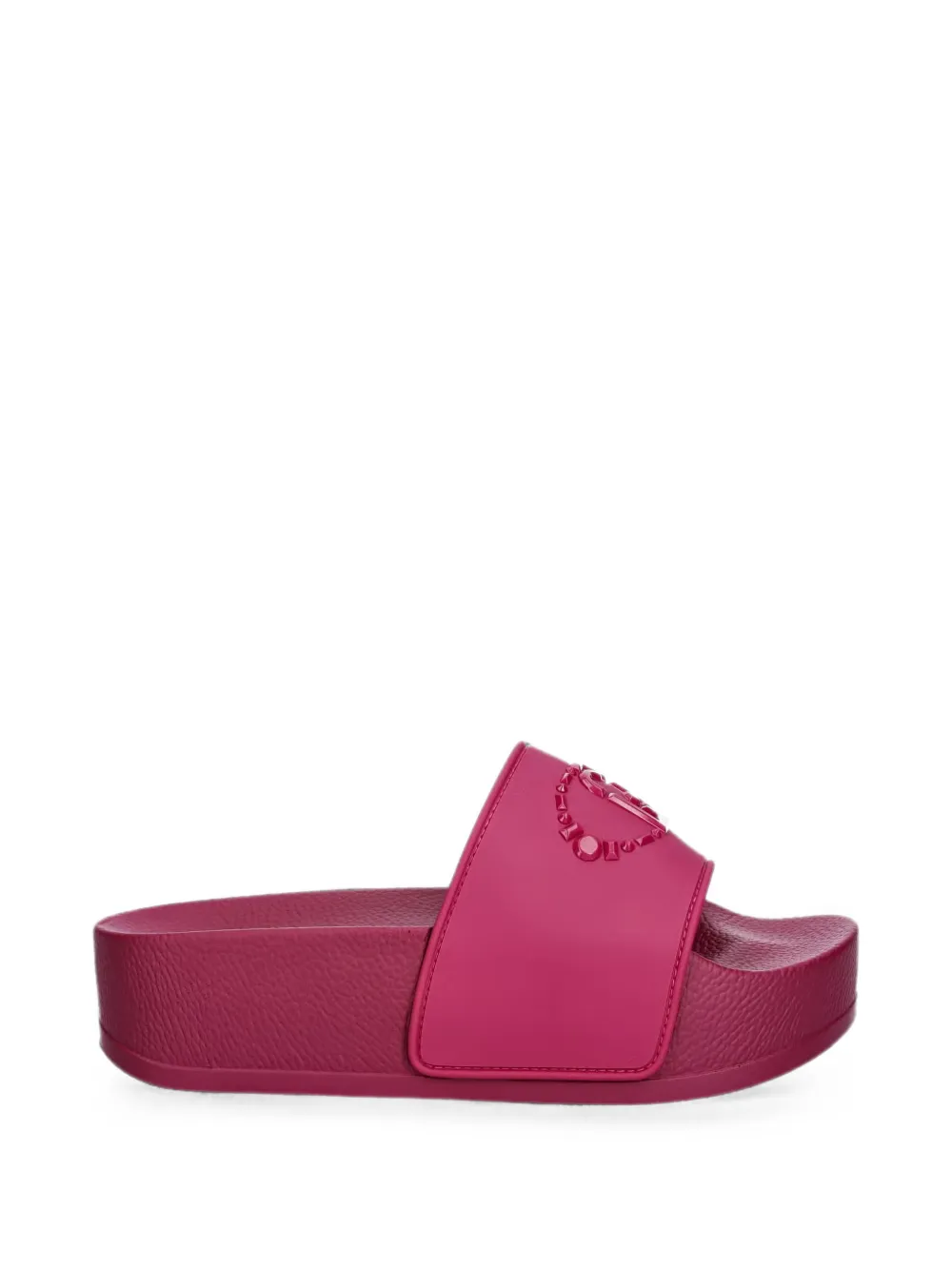 LIU JO embossed-logo platform slides - Rosa