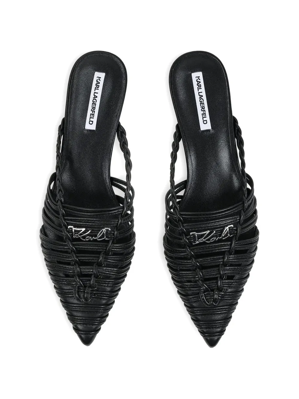 Karl Lagerfeld caged pointed-toe mules Zwart