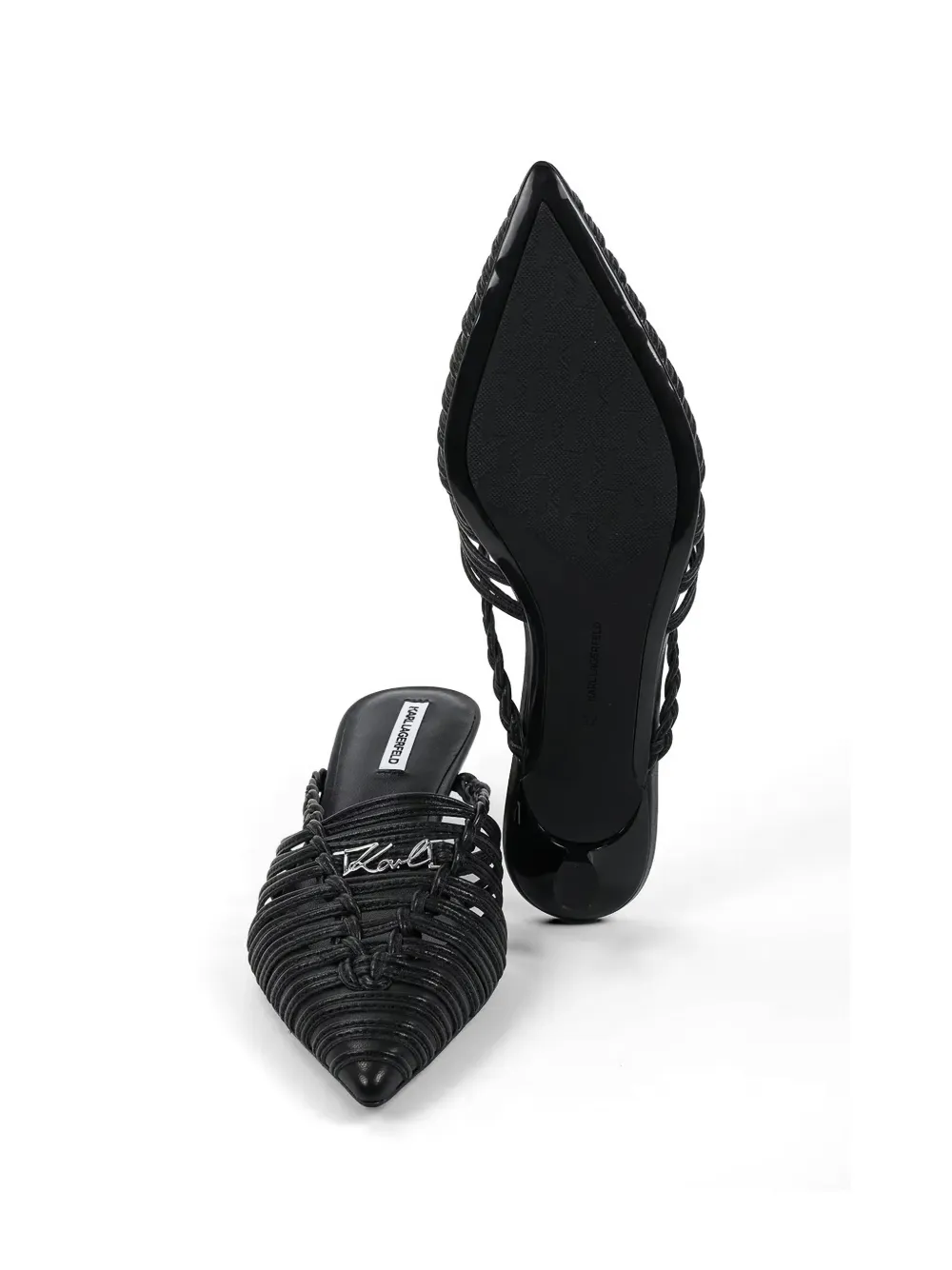 Karl Lagerfeld caged pointed-toe mules Zwart