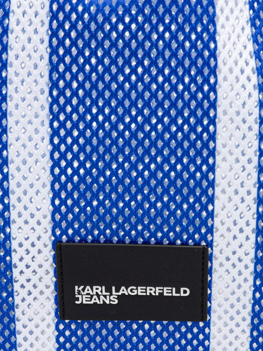 Karl Lagerfeld Jeans striped mesh tote bag Blauw