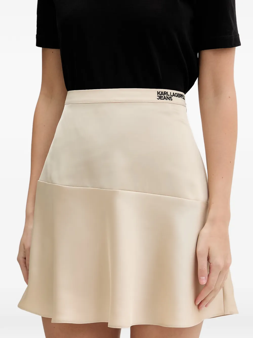 Karl Lagerfeld Jeans logo-embroidered asymmetric-panel mini skirt - Toni neutri