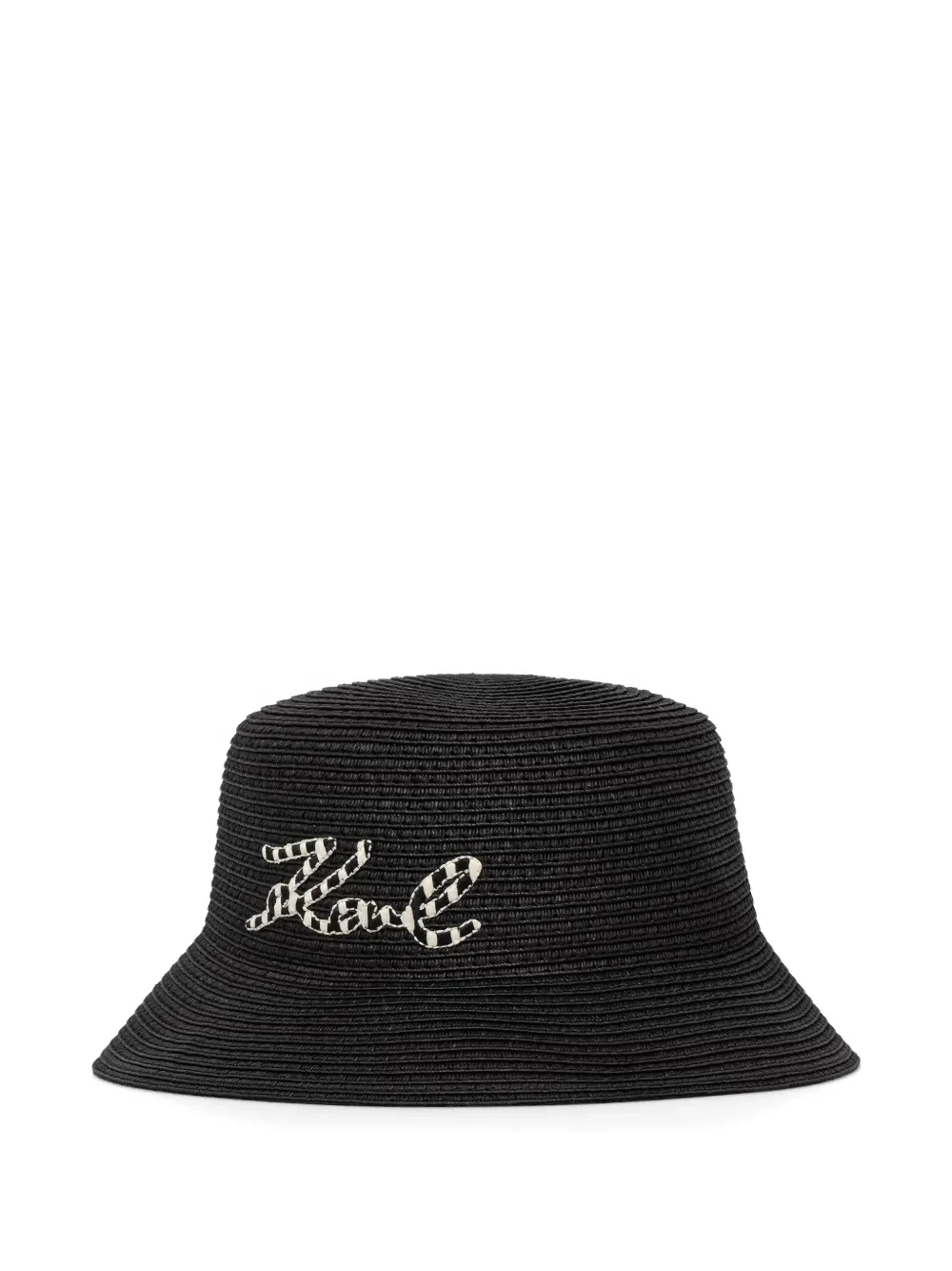 Karl Lagerfeld logo-patch woven bucket hat - Nero