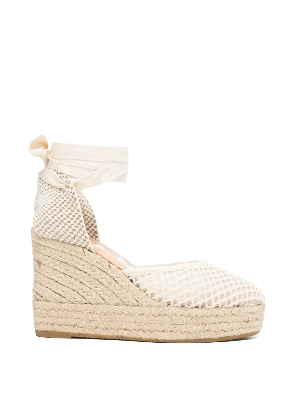 Manebi crochet-knit wedge espadrilles Beige