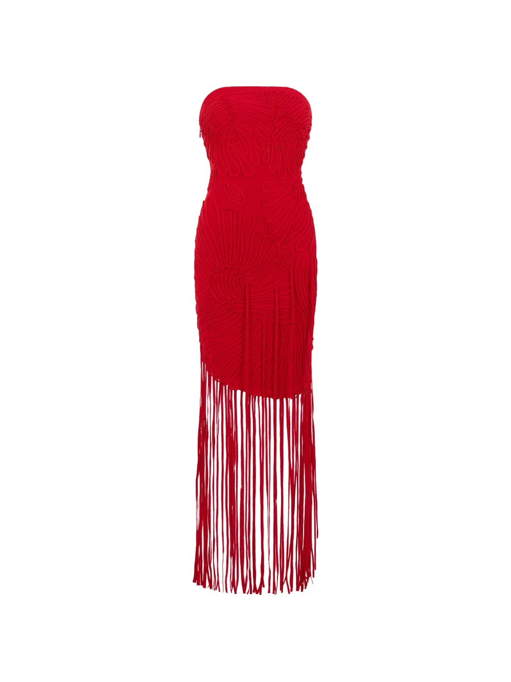 Cult Gaia fringe-trim strapless dress - Red