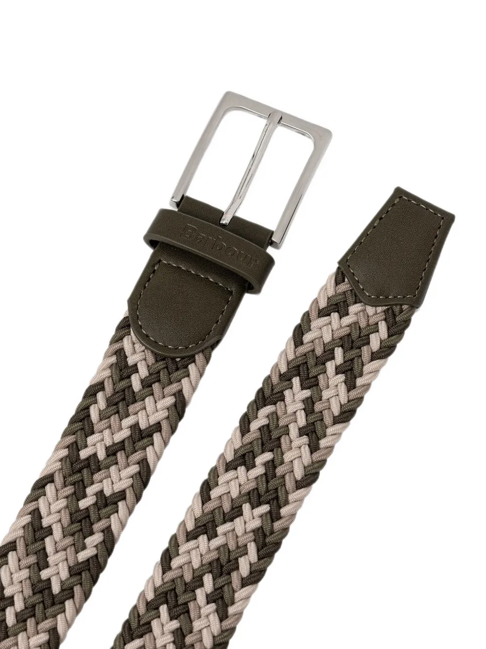 Barbour Ford riem met leren afwerking Groen