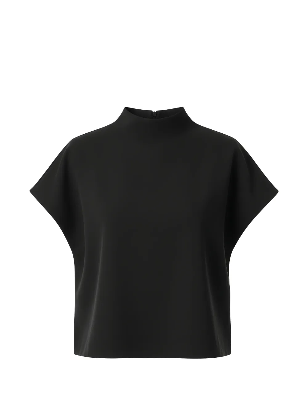 Black Label High-neck Short-sleeve Blouse In Black