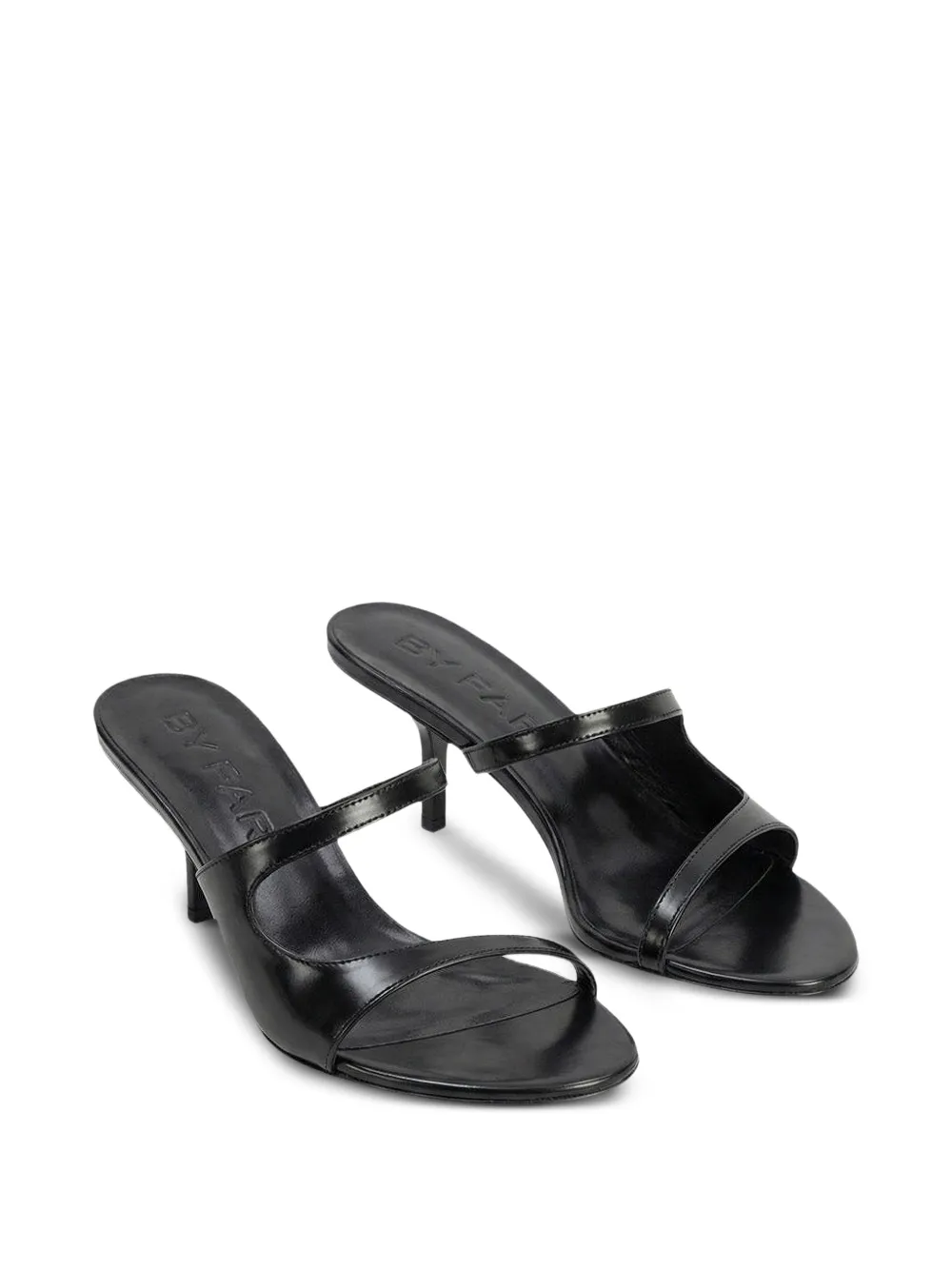 BY FAR Serena patent-leather sandals Zwart