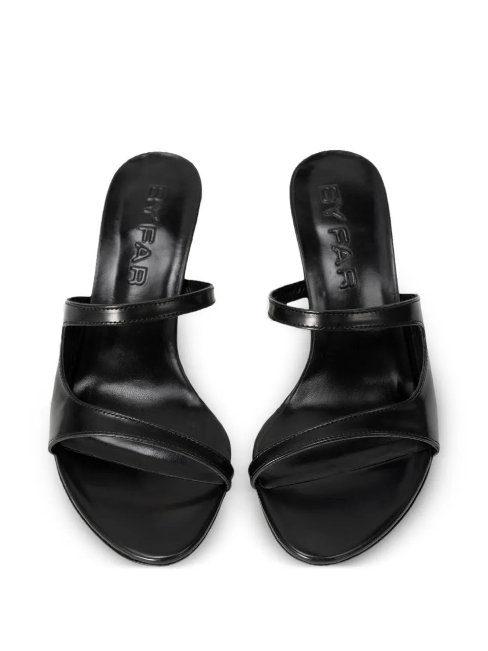 BY FAR Serena patent-leather sandals Zwart
