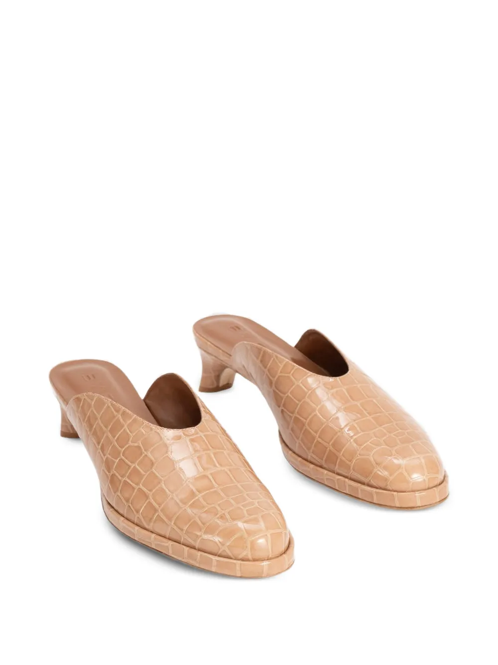 BY FAR Babylady crocodile-effect mules Beige