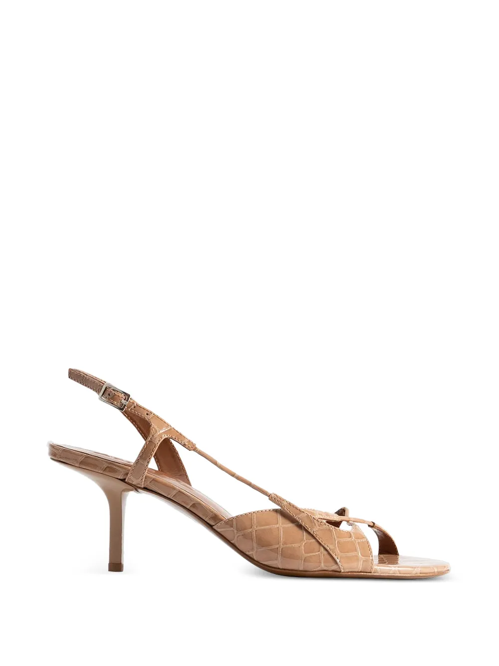 BY FAR Sierra crocodile-effect sandals - Nude