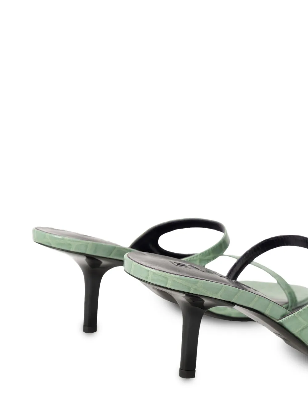 BY FAR Serena crocodile-effect sandals Groen