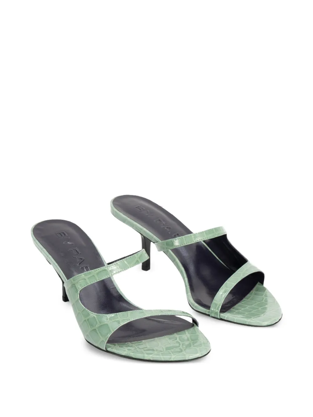 BY FAR Serena crocodile-effect sandals Groen