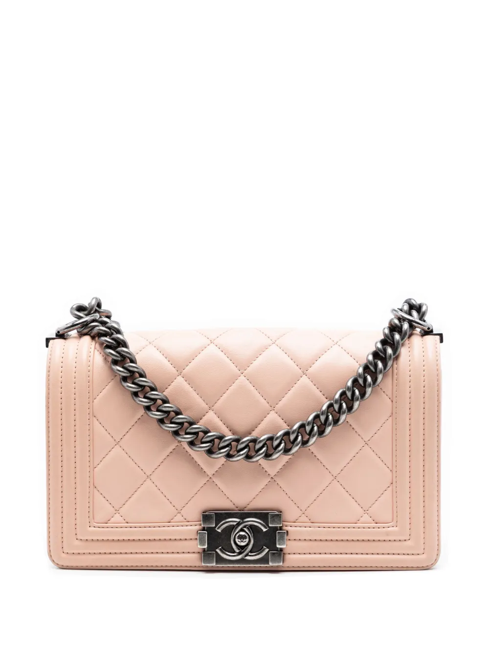 CHANEL Pre-Owned Borsa a tracolla Boy media in pelle di agnello trapuntata 2014 - Rosa