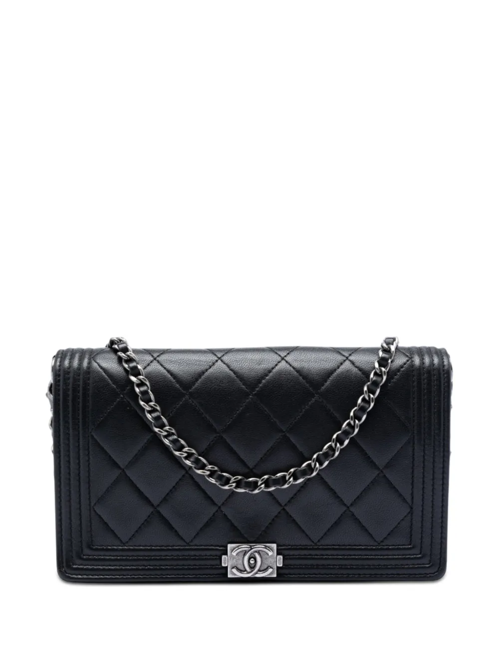 CHANEL Pre-Owned 2014-2015 Quilted Lambskin Boy Wallet On Chain shoulder bag - Schwarz