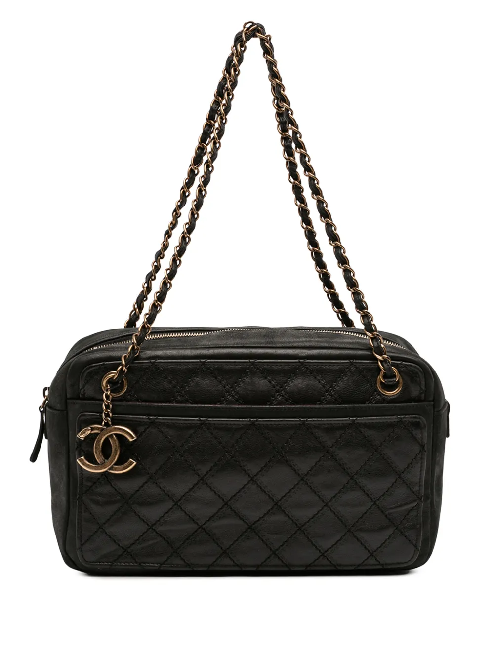 CHANEL Pre-Owned 2014 CC Iridescent Lambskin and Quilted Calfskin Chain shoulder bag - Nero