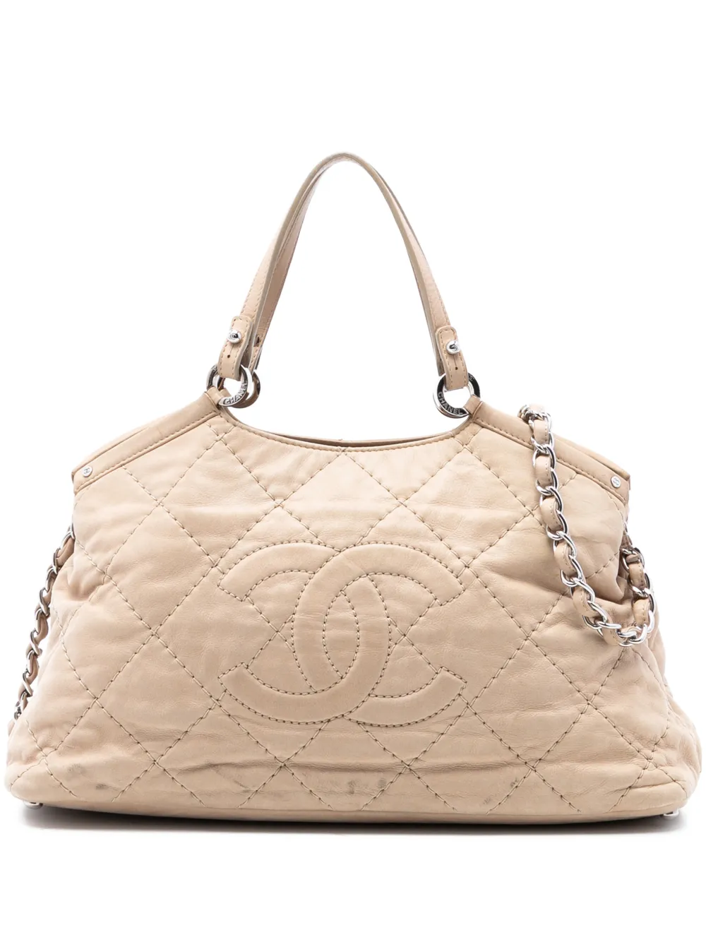 CHANEL Pre-Owned 2012 Small Iridescent Calfskin Sea Hit Tote satchel - Toni neutri