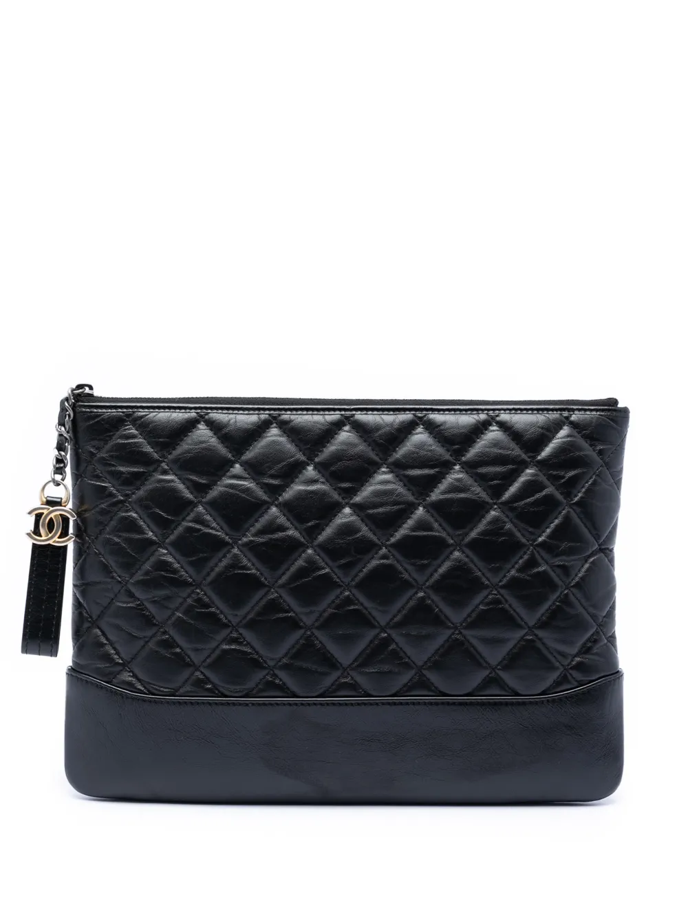 CHANEL Pre-Owned 2018-2019 Medium Aged Calfskin Gabrielle O Case clutch bag - Nero