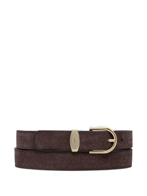 Armani Exchange logo-plaque suede belt