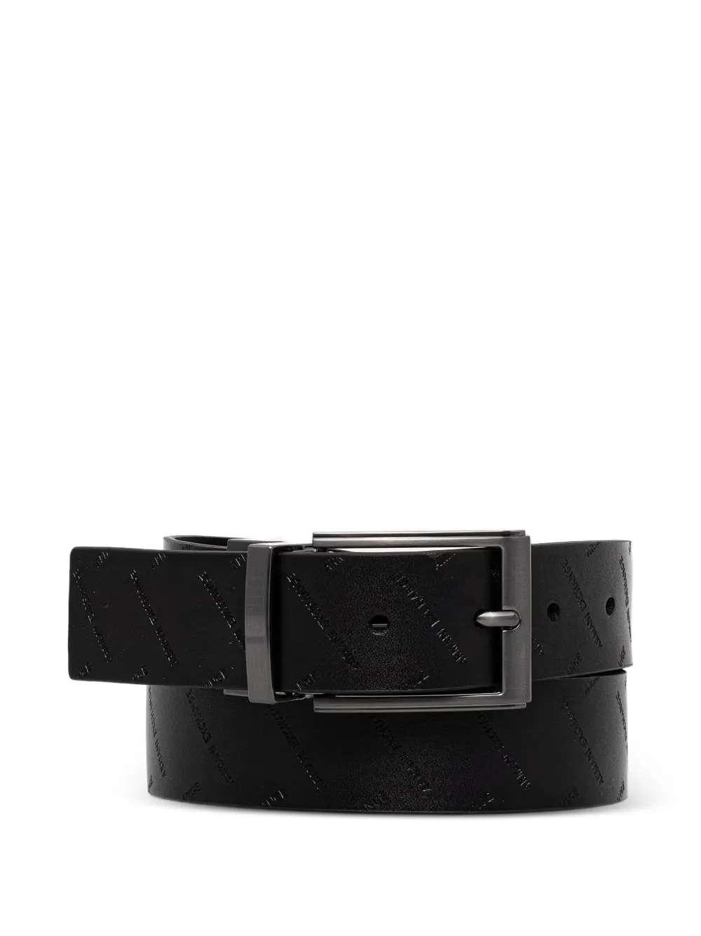 Armani Exchange Cintura in pelle con logo goffrato - Nero