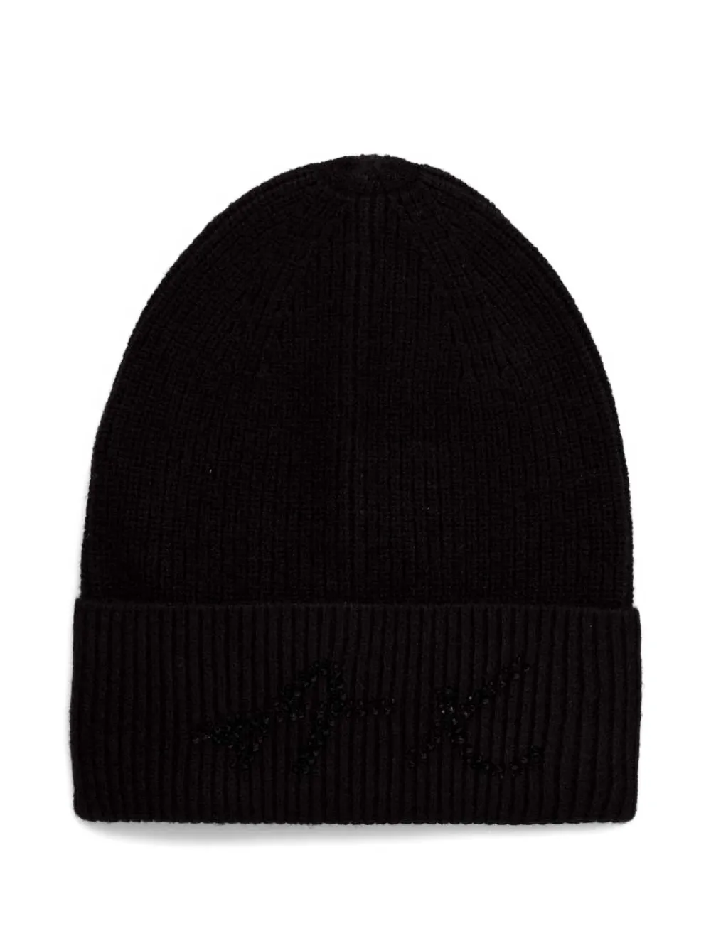 Armani Exchange rhinestone-logo beanie hat - Nero