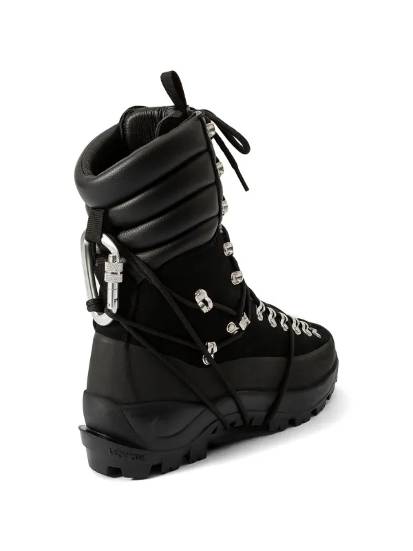 HELIOT EMIL lace-up quilted-panel Tall Hiking Boots | Black | FARFETCH