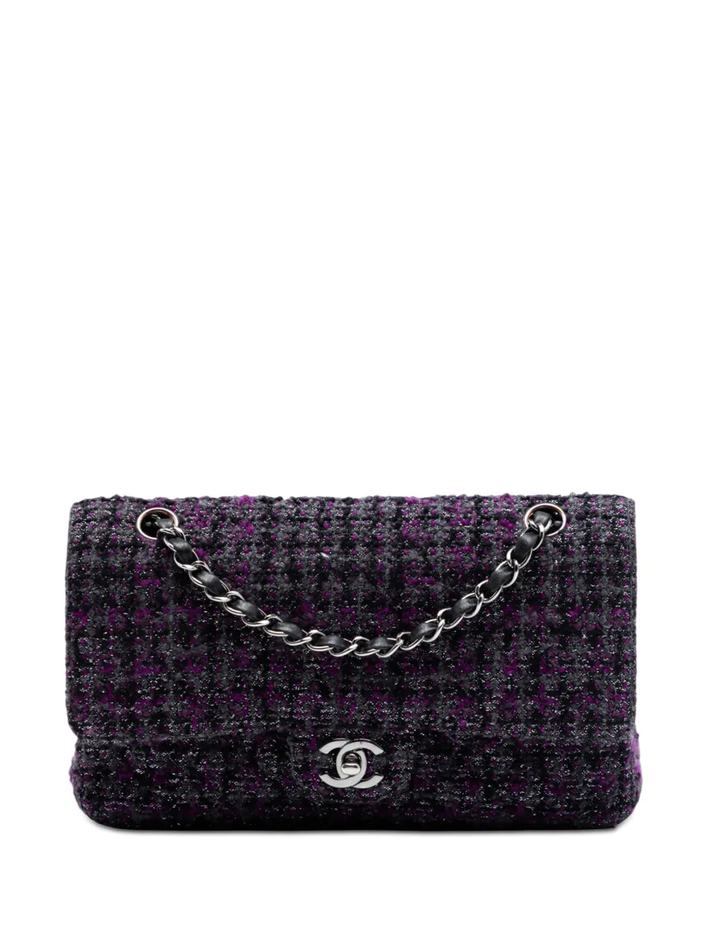CHANEL Pre-Owned 2003-2004 Medium Classic Tweed Double Flap shoulder bag - Viola