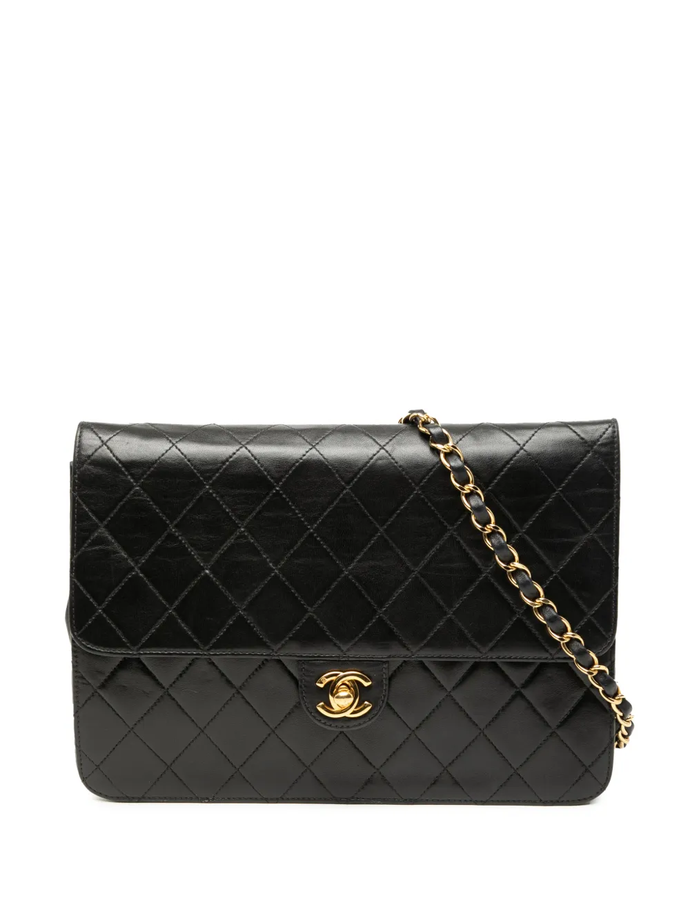 CHANEL Pre-Owned 2000-2002 Medium CC Quilted Lambskin Single Flap shoulder bag - Black