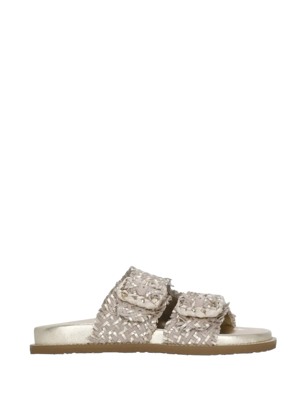 CORAL BLUE woven leather flat sandals - Oro