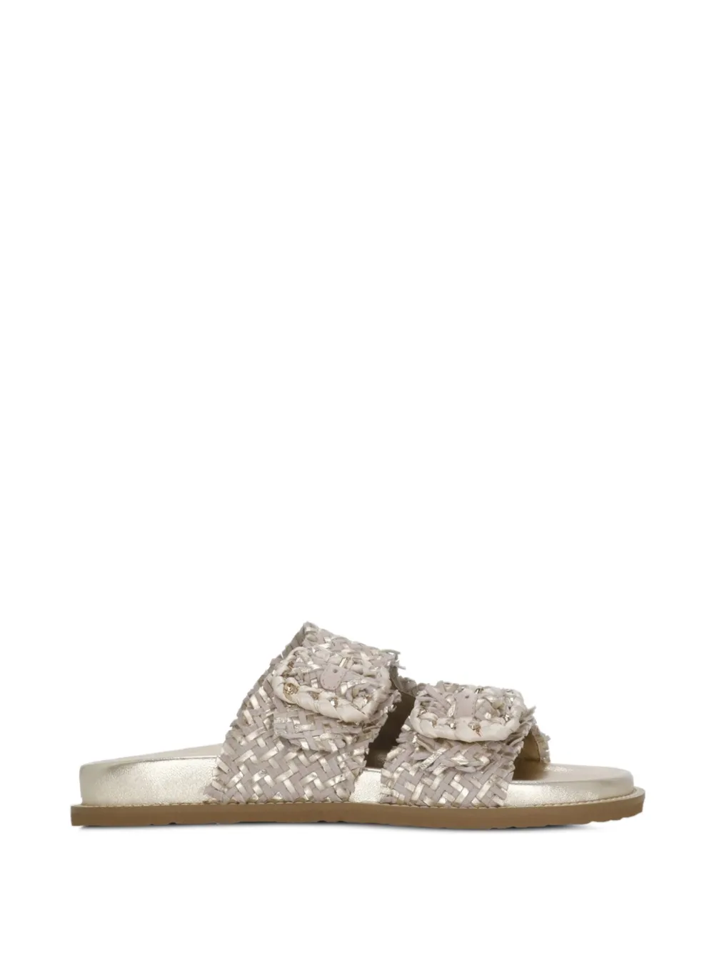 CORAL BLUE woven leather flat sandals - Oro