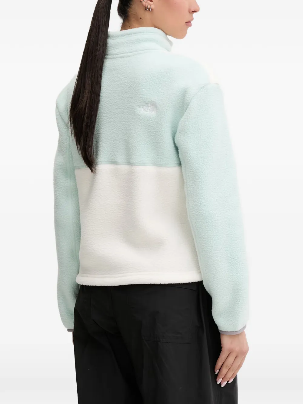 The North Face Sweater met fleece textuur en kwartrits Beige