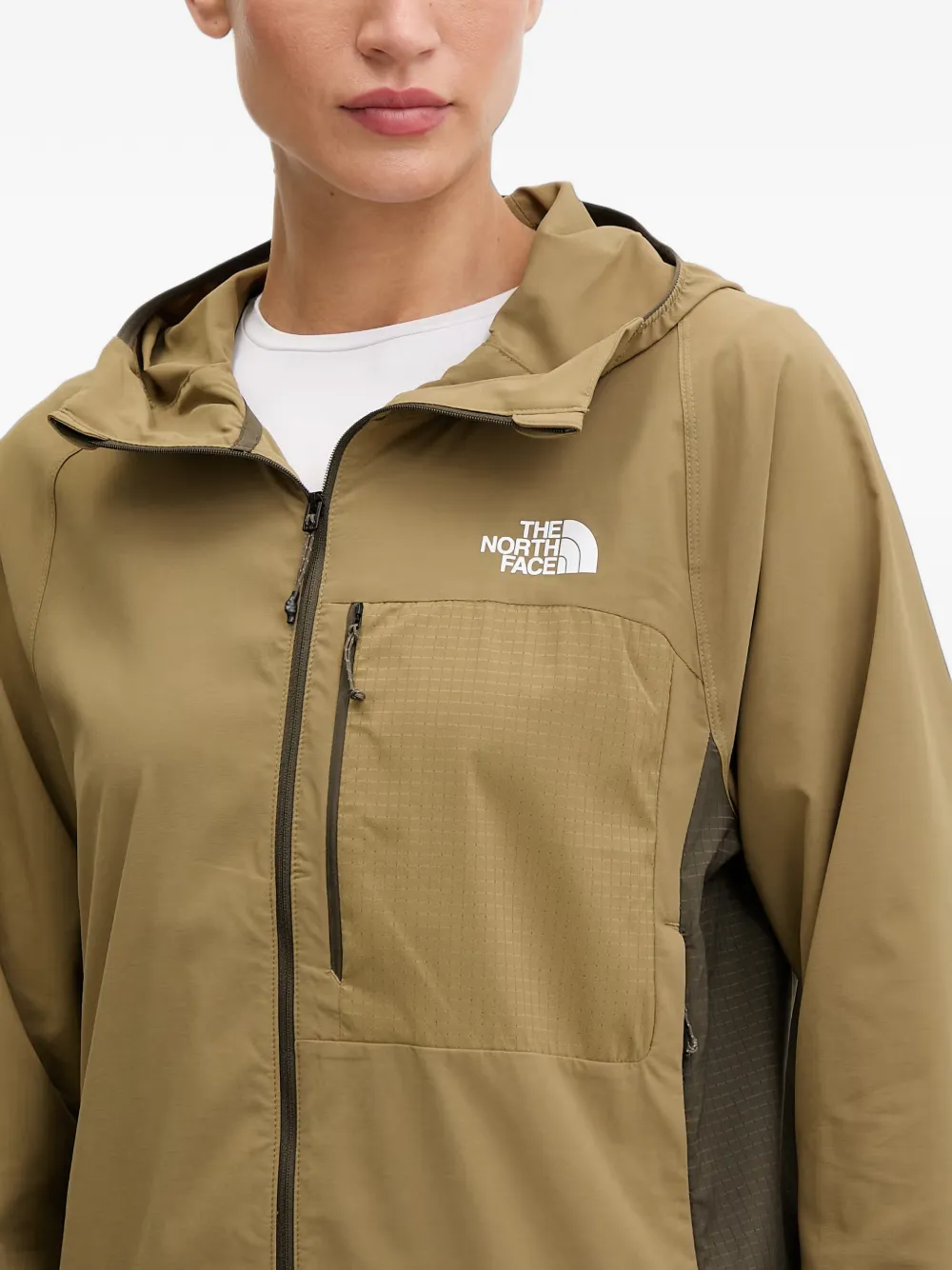 The North Face panelled hooded jacket Groen