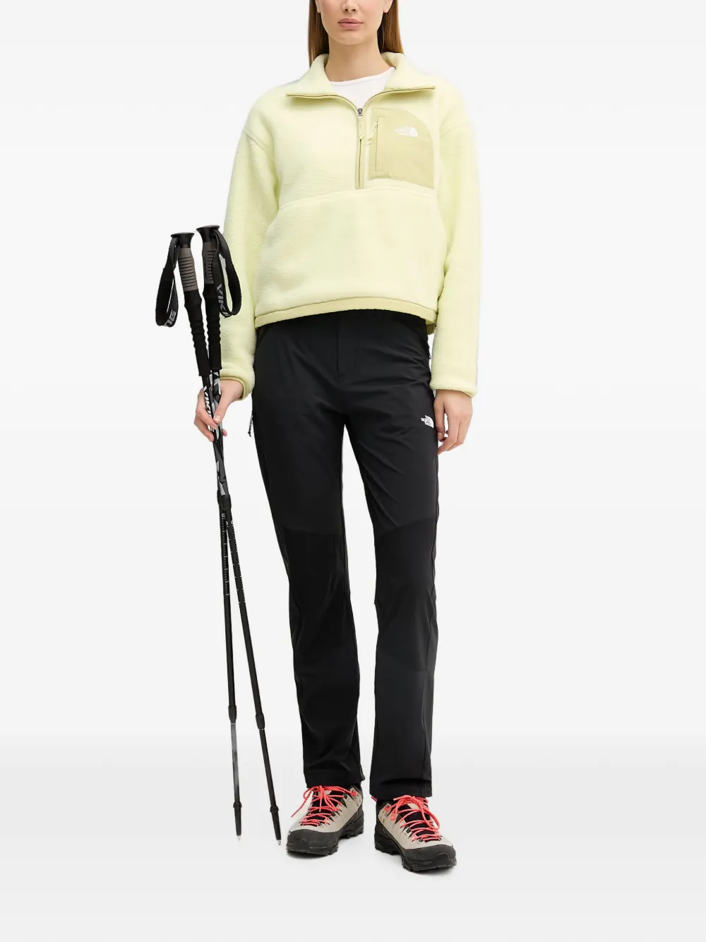 The North Face Sweater met halve rits en fleece textuur Geel