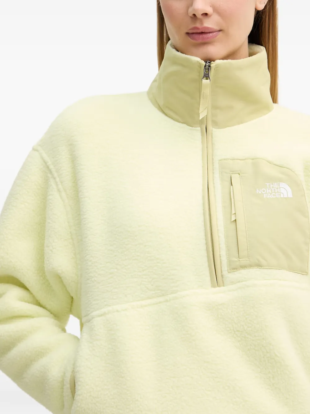 The North Face Sweater met halve rits en fleece textuur Geel