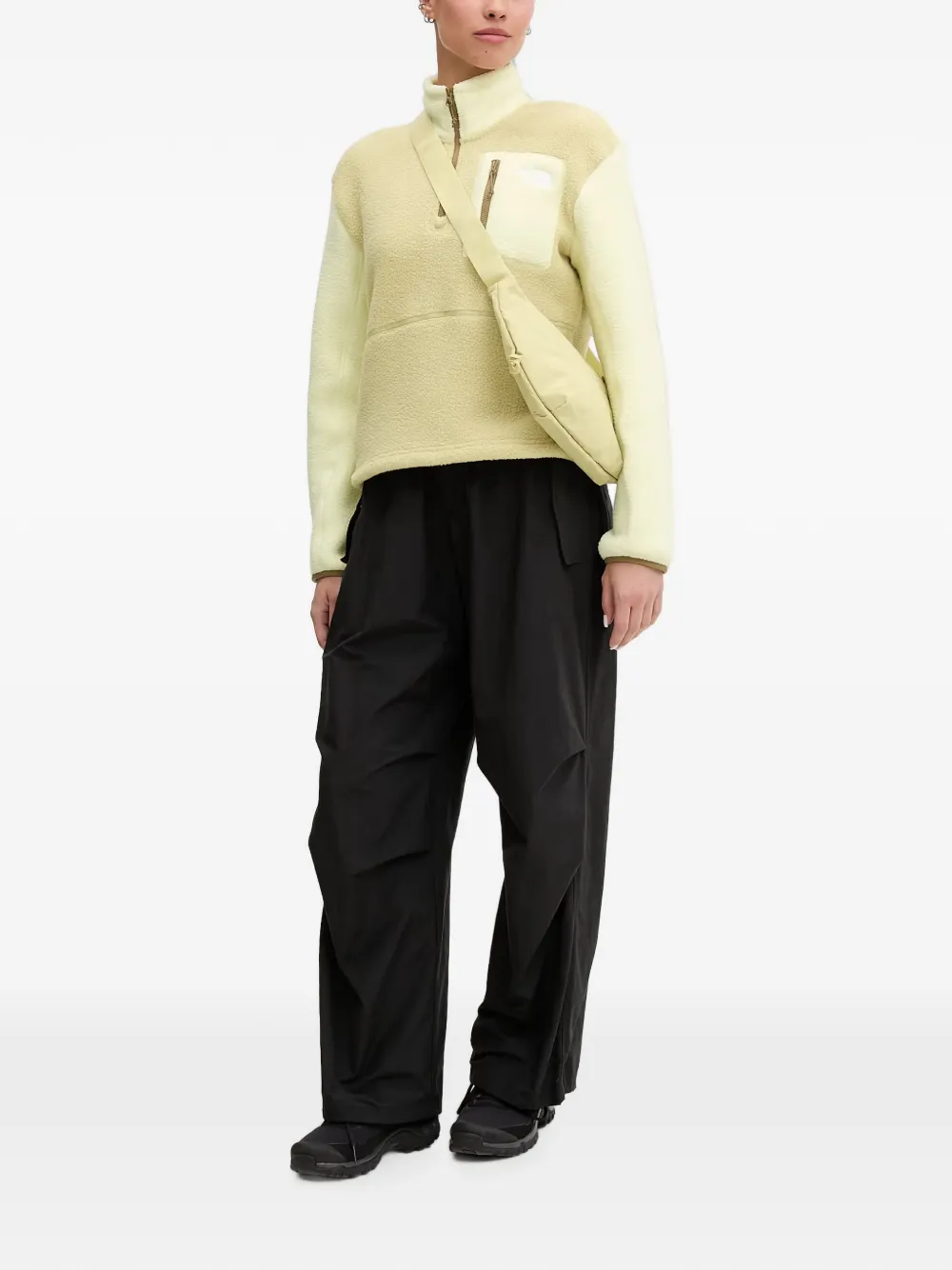 The North Face Sweater met fleece textuur en kwartrits Geel