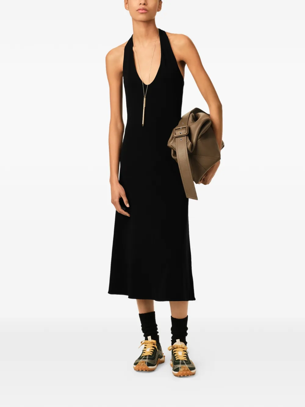 AMI Paris Jersey midi-halterjurk Zwart