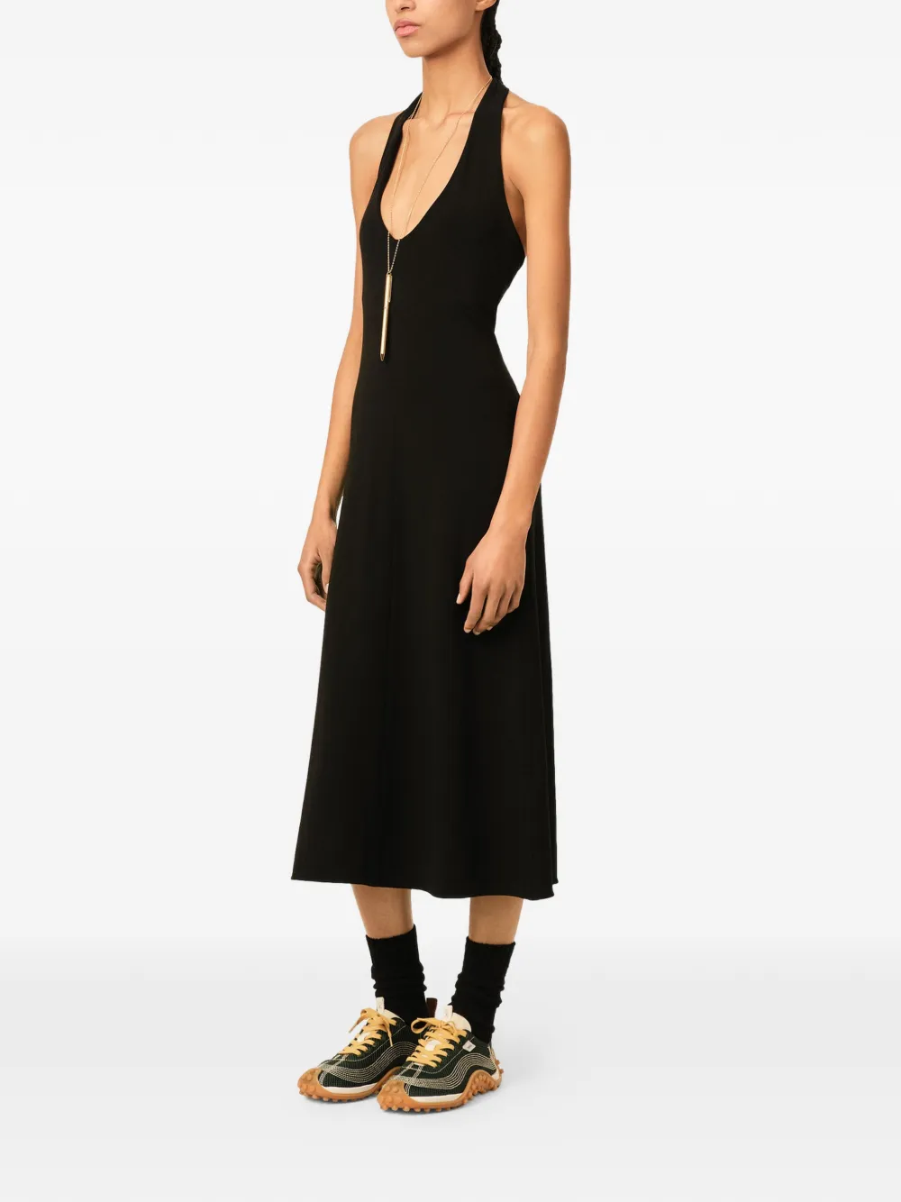 AMI Paris Jersey midi-halterjurk Zwart