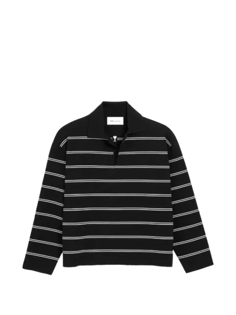 AMI Paris cotton ami patch striped polo