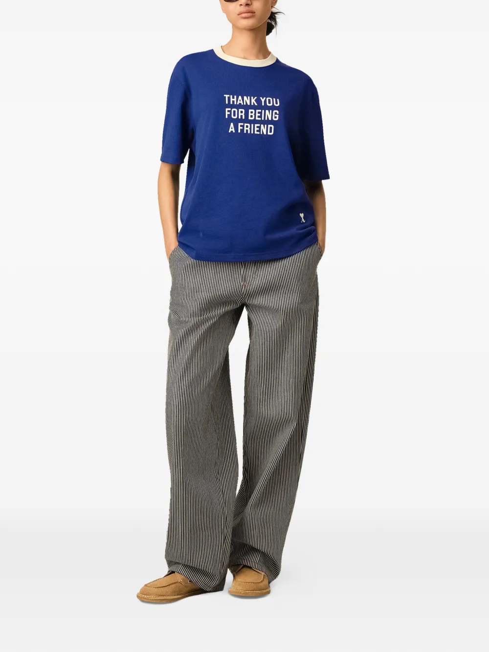 AMI Paris Thank You For Being A Friend katoenen T-shirt met print Blauw