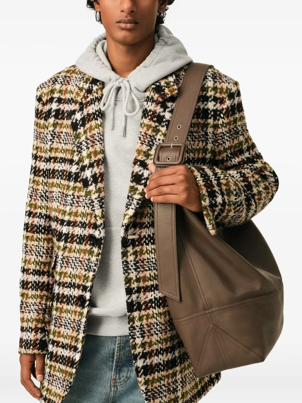 AMI Paris Etienne Taurillon leren crossbodytas Bruin