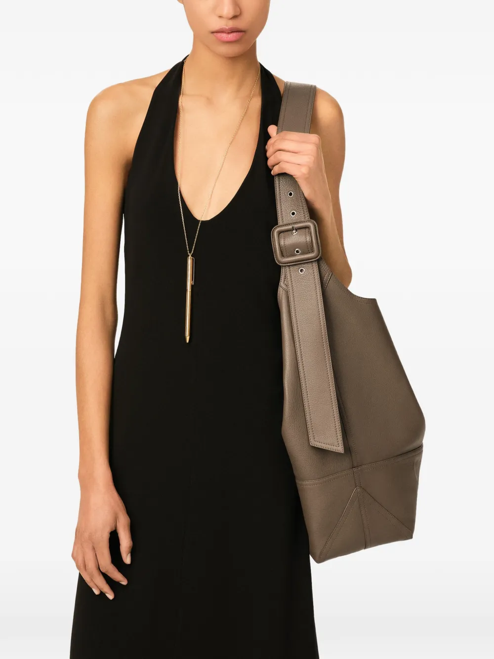 AMI Paris Etienne Taurillon leren crossbodytas Bruin