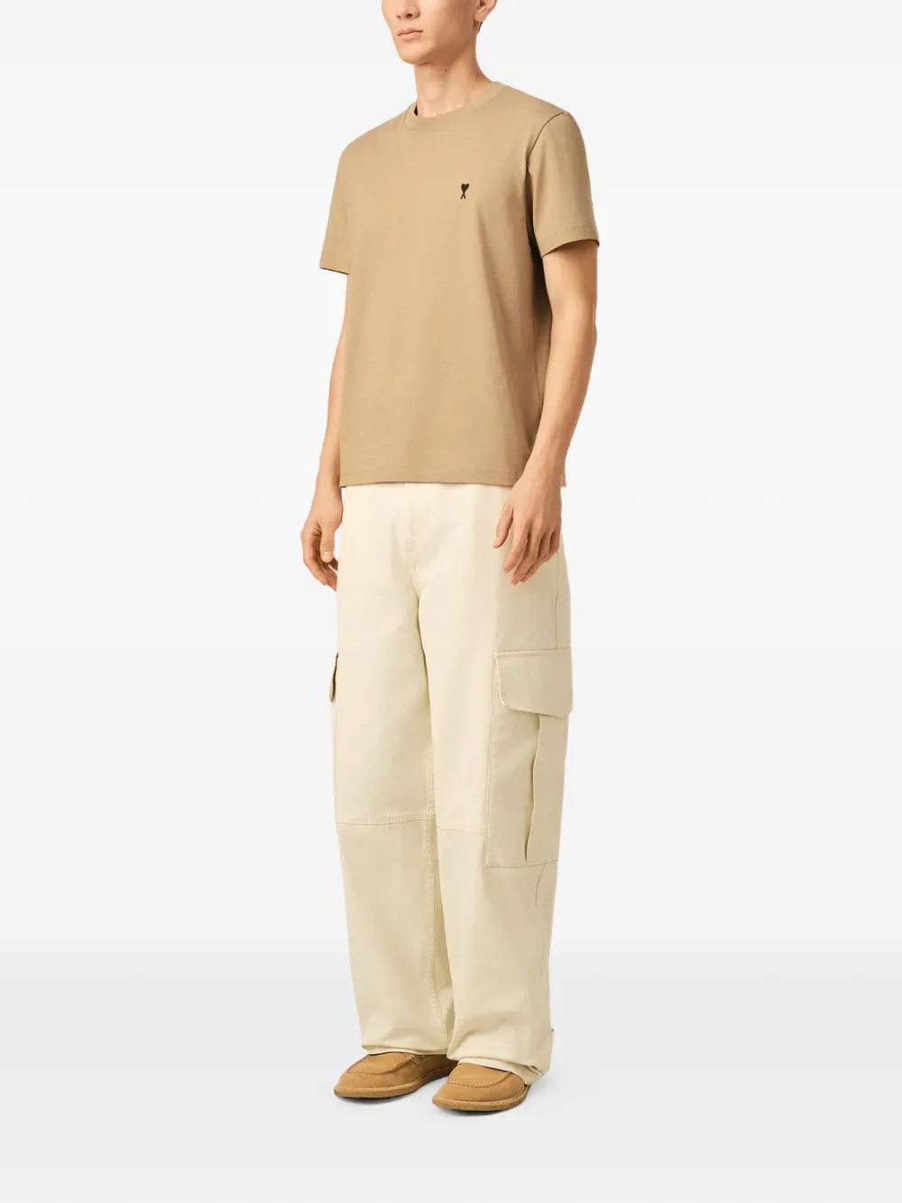 AMI Paris Ami de Coeur katoenen T-shirt Beige