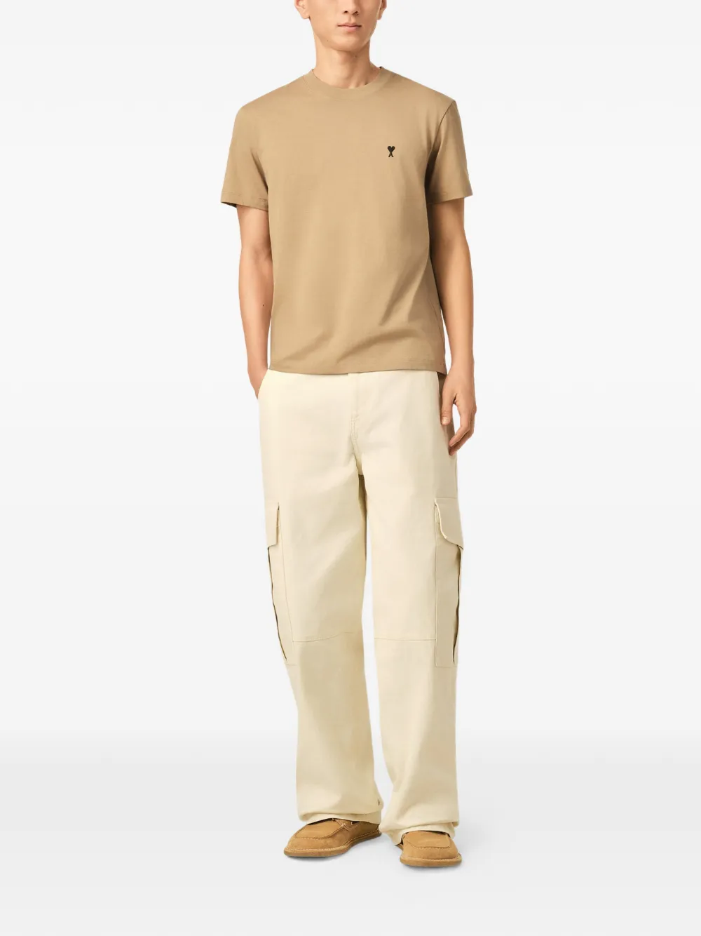 AMI Paris Ami de Coeur katoenen T-shirt Beige