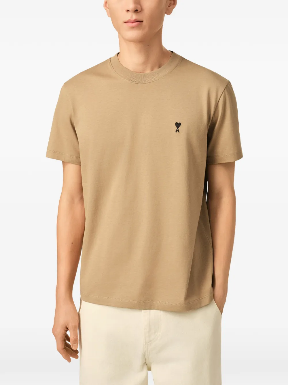 AMI Paris Ami de Coeur katoenen T-shirt Beige