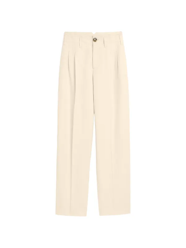 Ami Paris Cotton and Linen Two Pleats Trousers in Neutrals