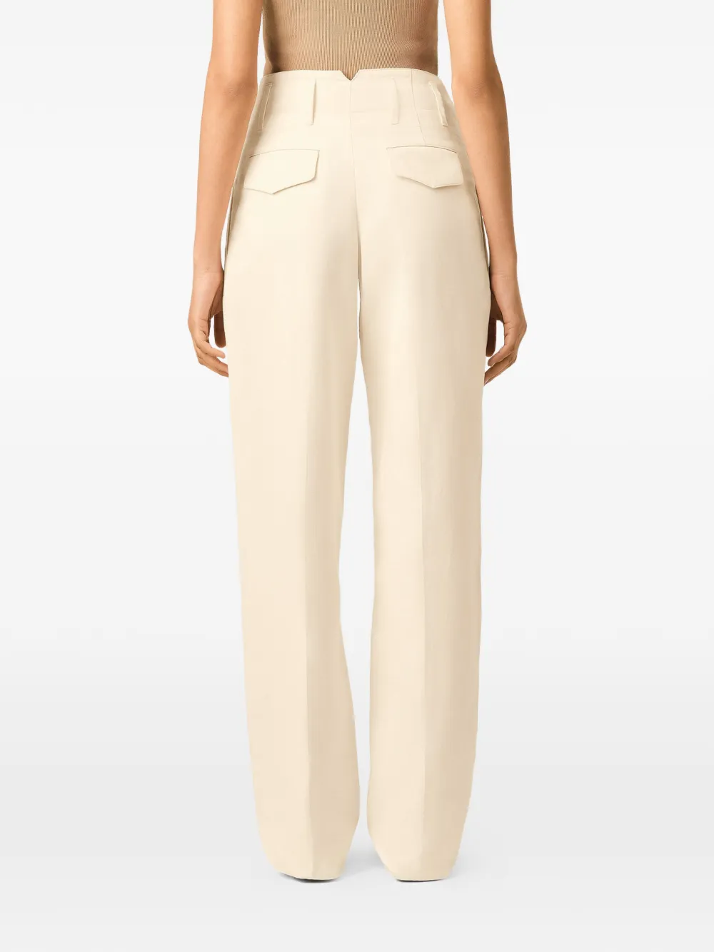 AMI Paris Katoen en linnen broek met twee plooien Beige