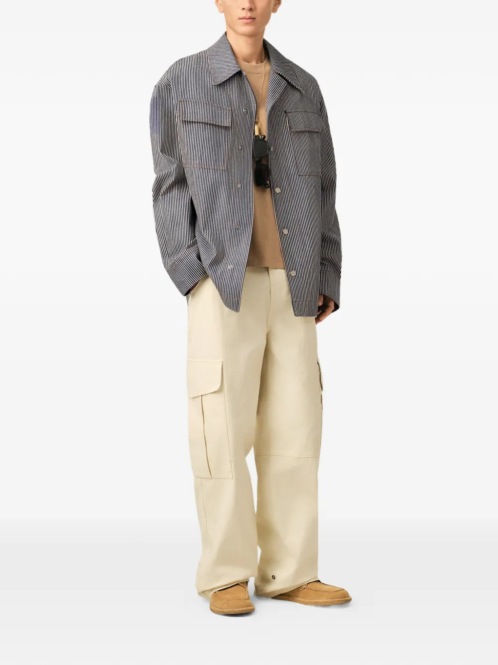 AMI Paris Katoenen shirtjack met lange mouwen en camp-kraag Blauw